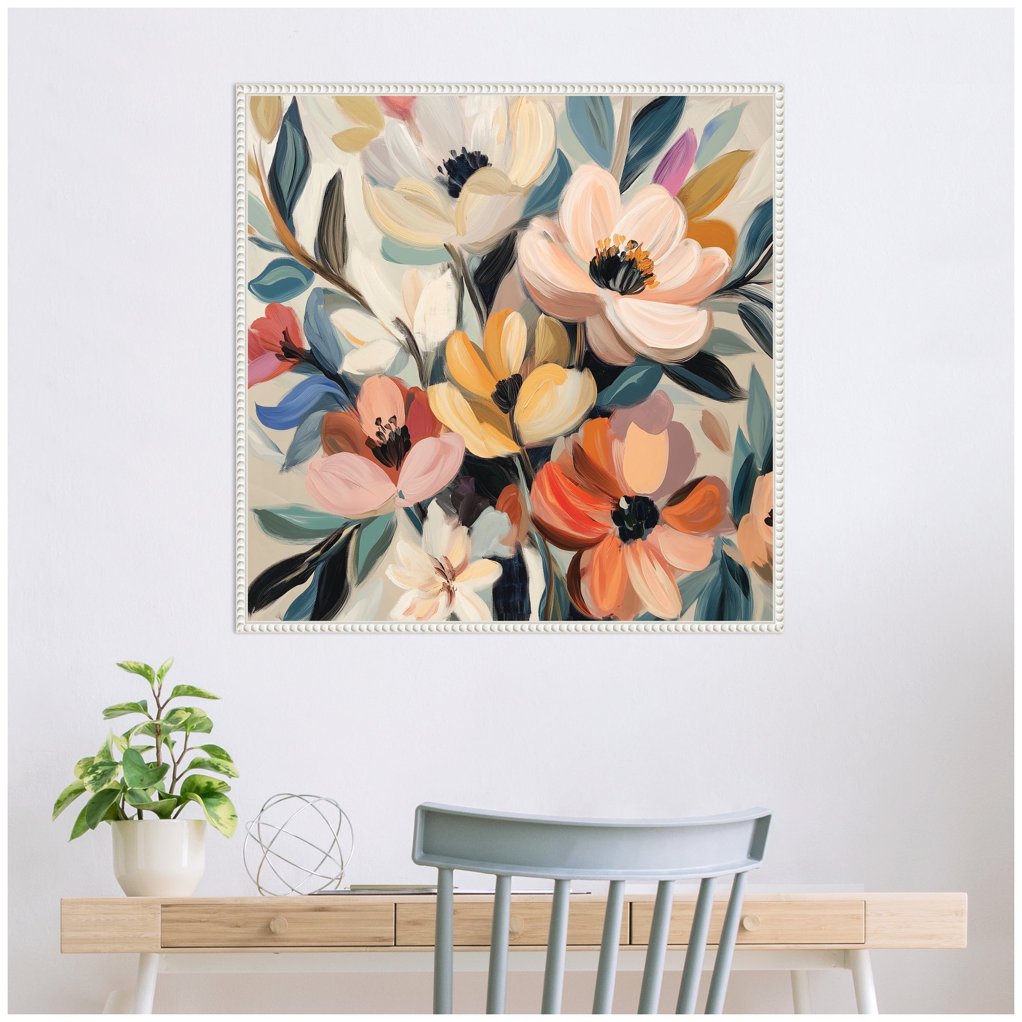 Sylvie Garden Bloom Abstract Bouquet II Framed Canvas by The Creative Bunch Studio