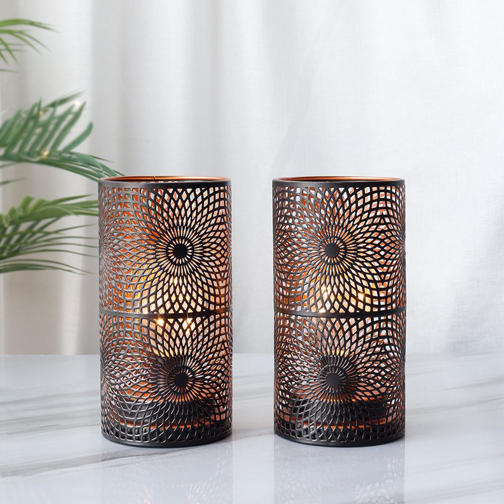 7.5"H Set of 2 Black Table Metal Lamp-3