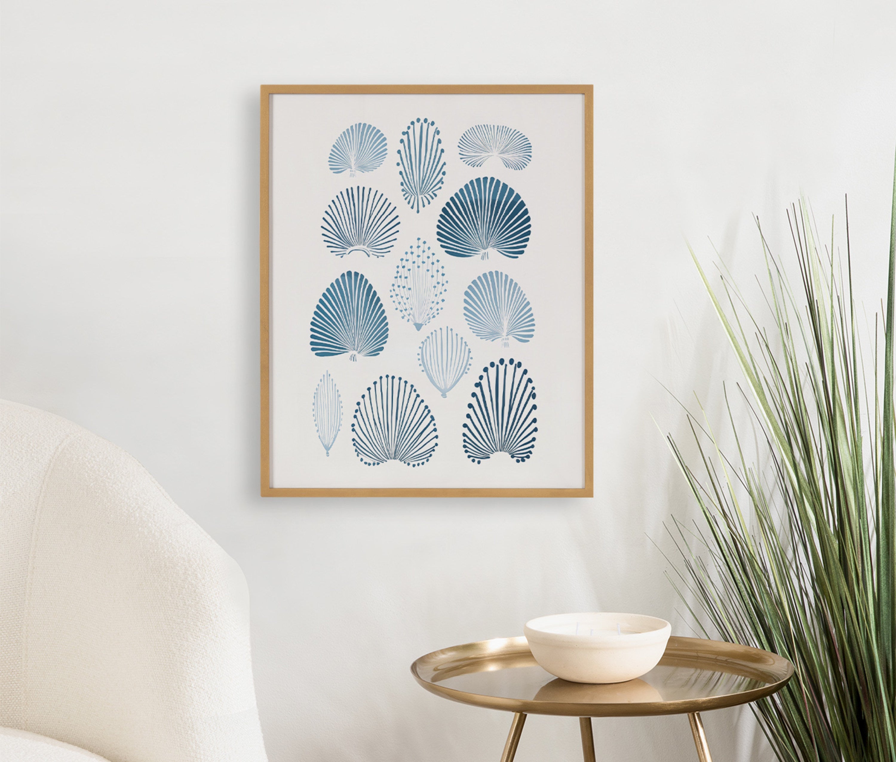 Gallery Abstract Coastal Blue Coral Print by The Creative Bunch Studio