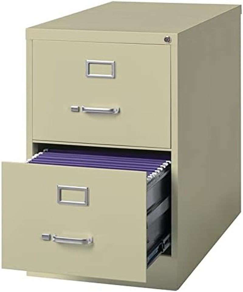 Beige 2 Drawer Locking Metal Vertical File Cabinet