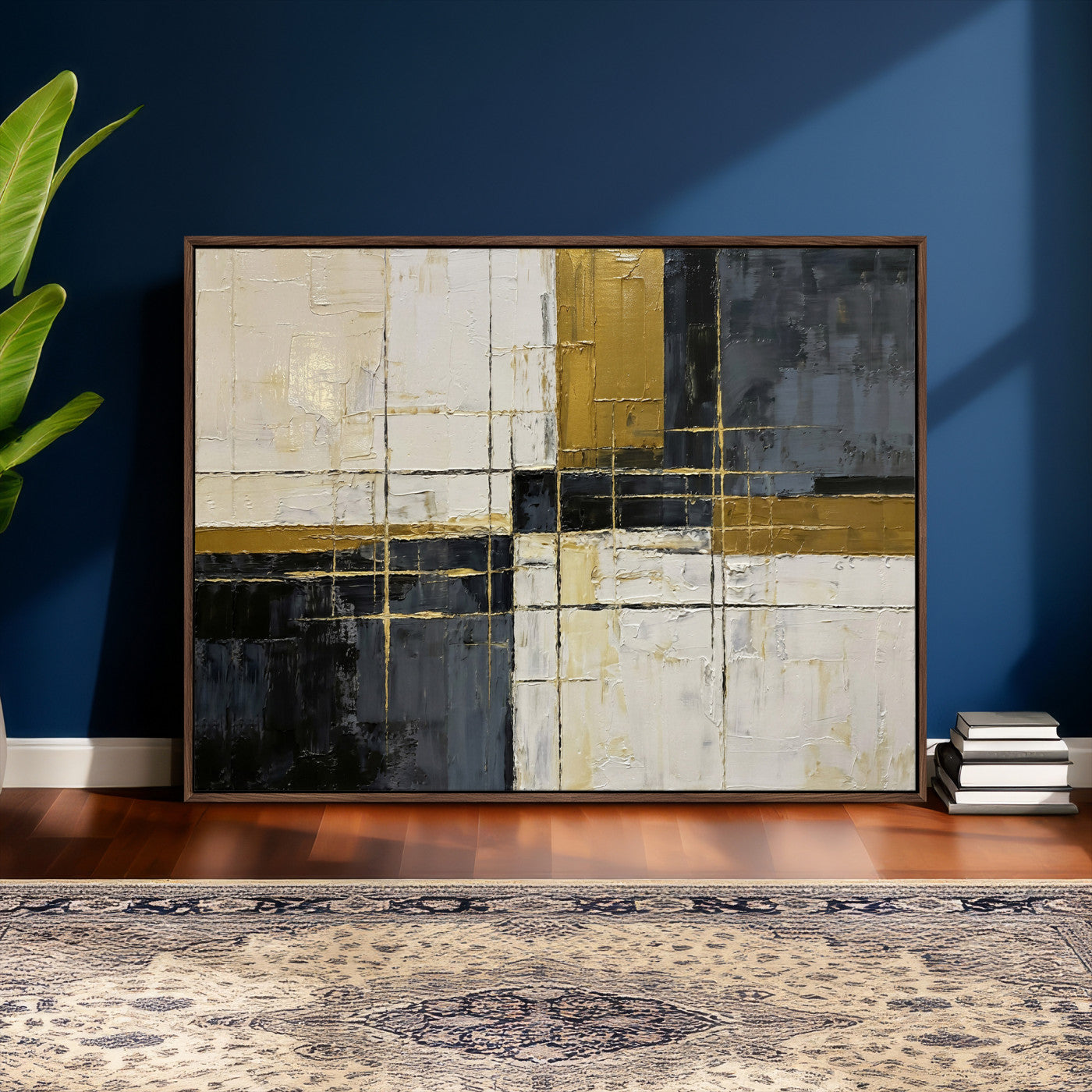 Abstract Gold and Black Wall Art Canvas Print – Modern
