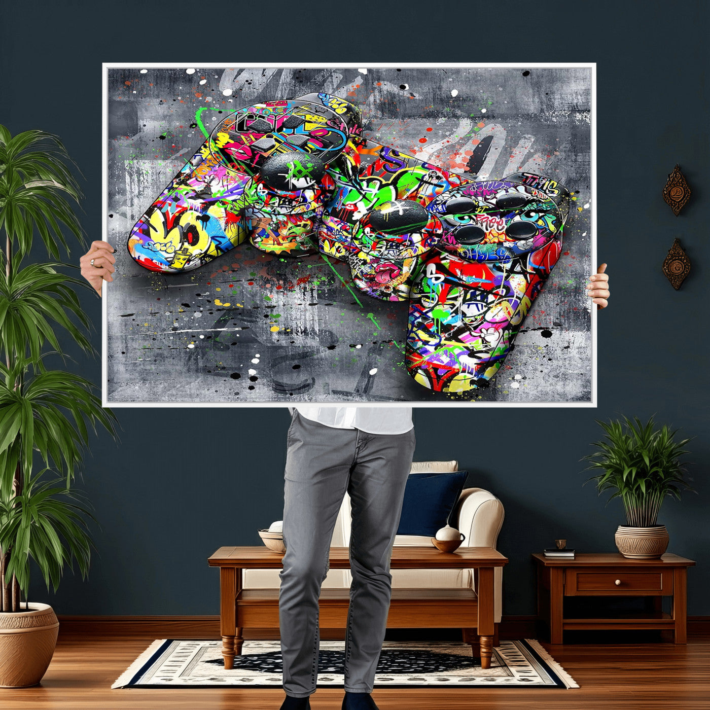 Graffiti Gaming Canvas Wall Art For Bedroom - Gaming Wall