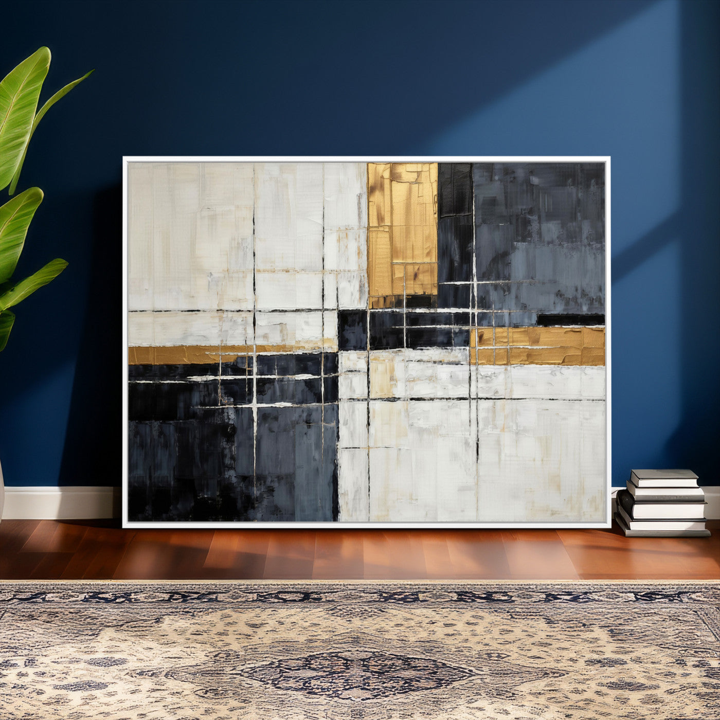 Gold Abstract Wall Art Canvas Print, Modern Luxury Geometric