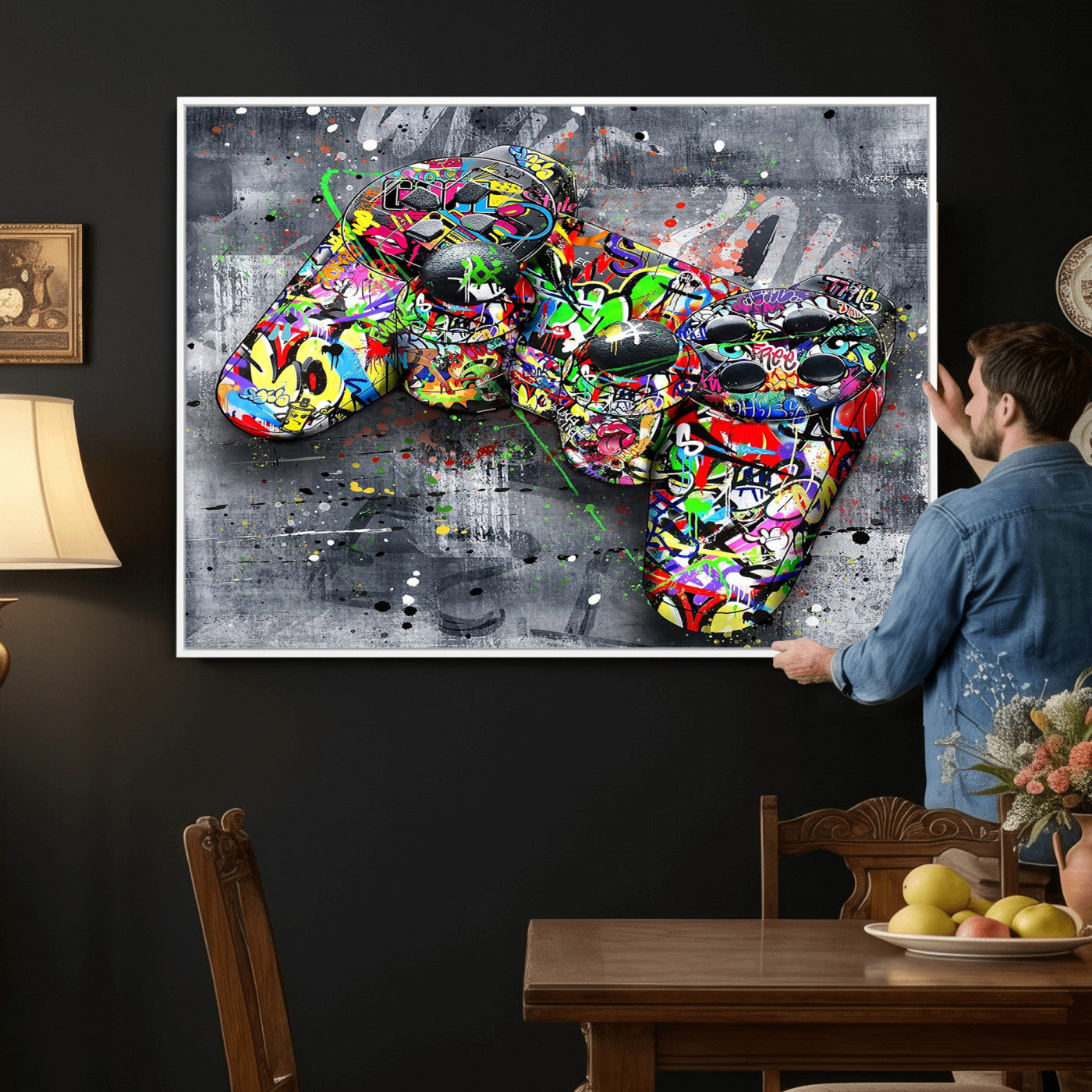 Graffiti Gaming Canvas Wall Art For Bedroom - Gaming Wall