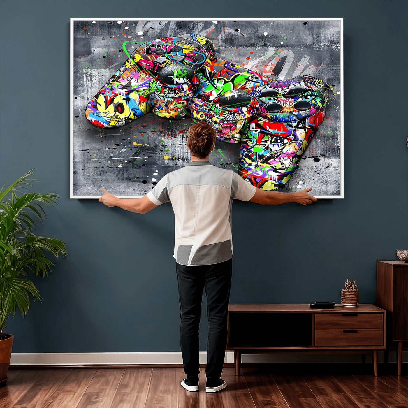 Graffiti Gaming Canvas Wall Art For Bedroom - Gaming Wall