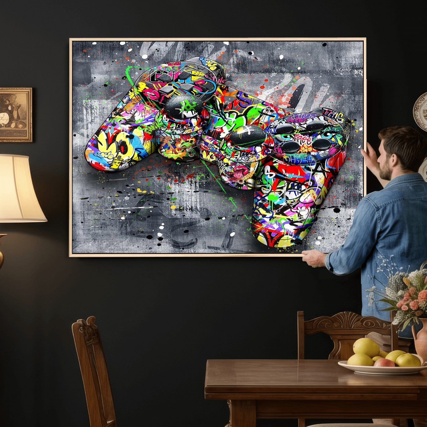 Graffiti Gaming Canvas Wall Art For Bedroom - Gaming Wall