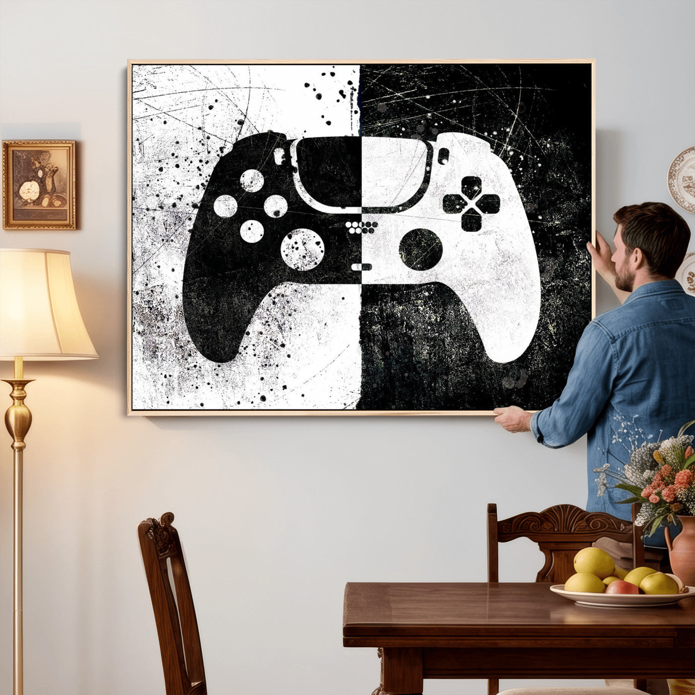 Abstract Gaming Controller Wall Art Canvas Print