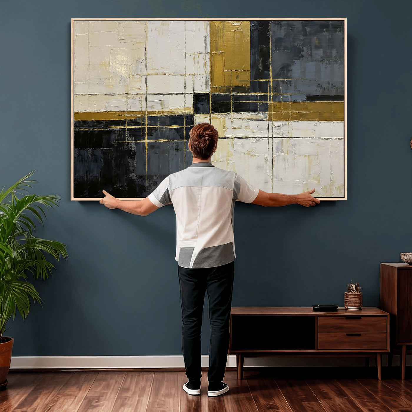 Abstract Gold and Black Wall Art Canvas Print – Modern