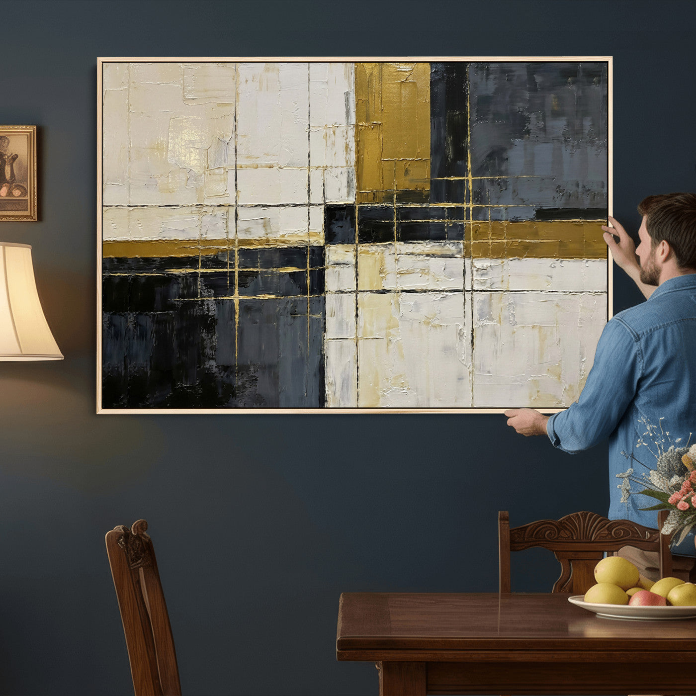 Abstract Gold and Black Wall Art Canvas Print – Modern