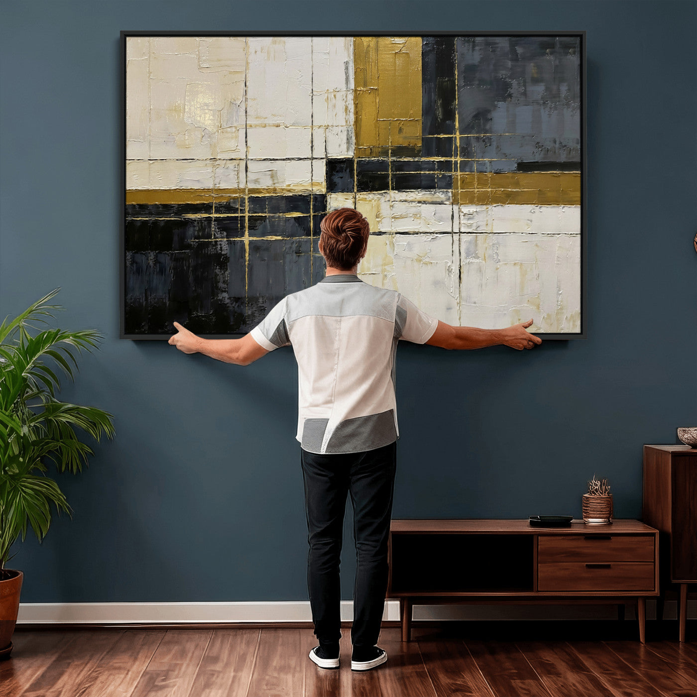 Abstract Gold and Black Wall Art Canvas Print – Modern