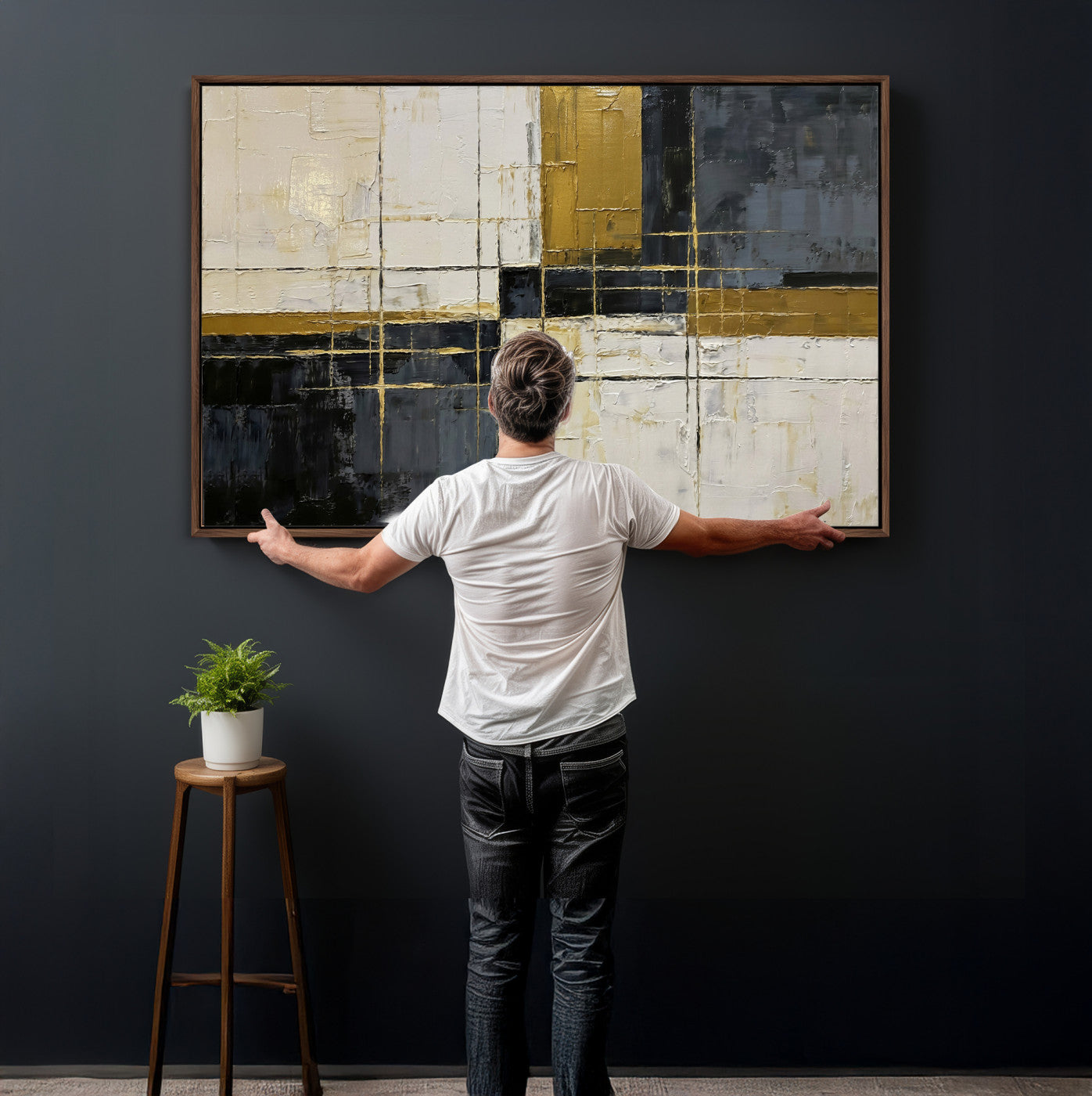 Abstract Gold and Black Wall Art Canvas Print – Modern