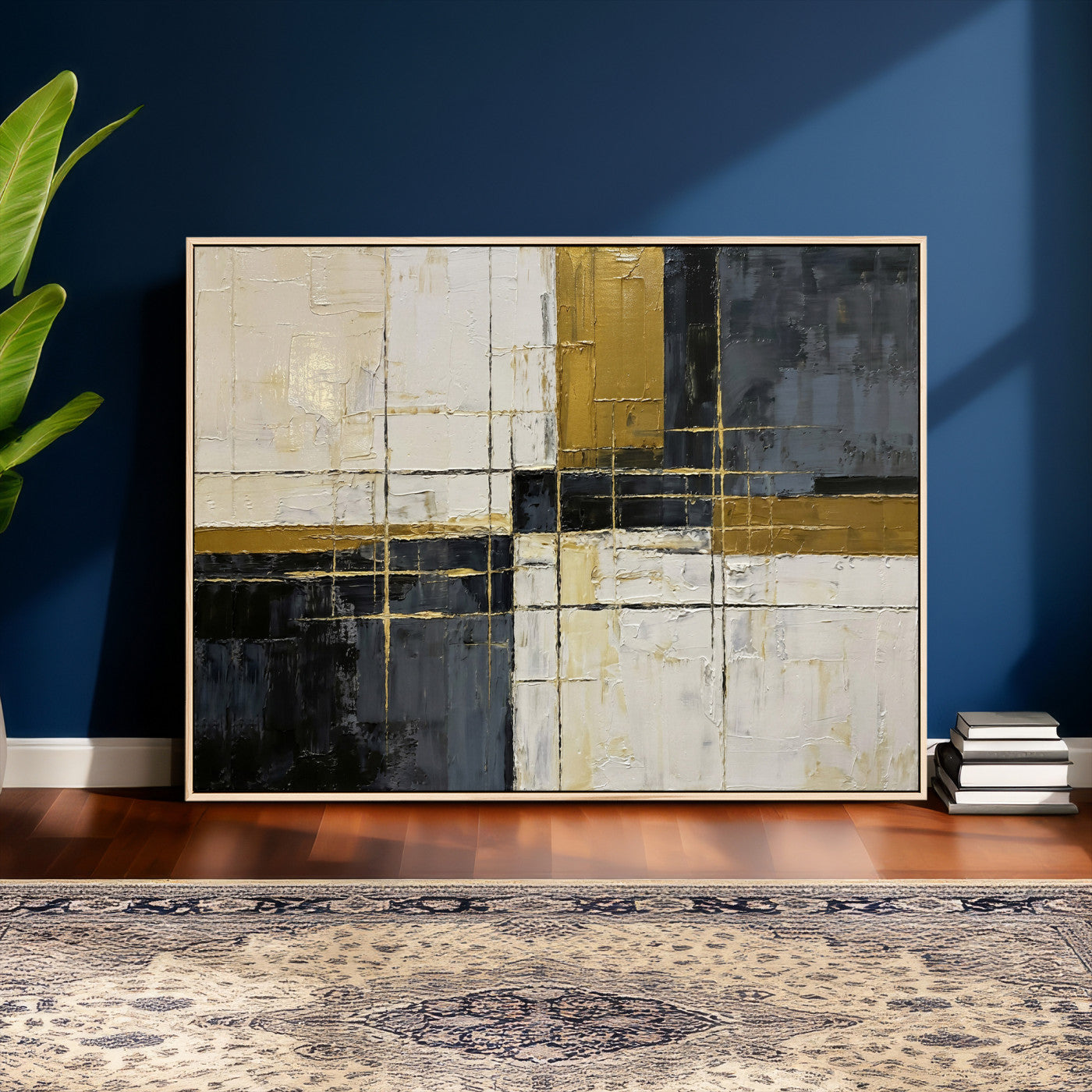 Abstract Gold and Black Wall Art Canvas Print – Modern
