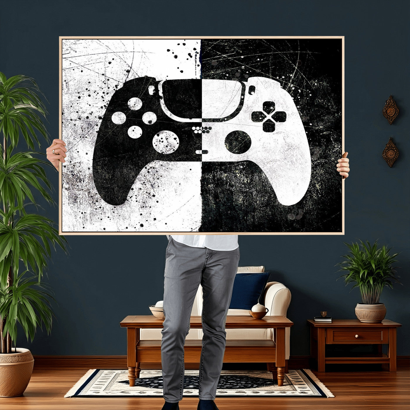 Abstract Gaming Controller Wall Art Canvas Print