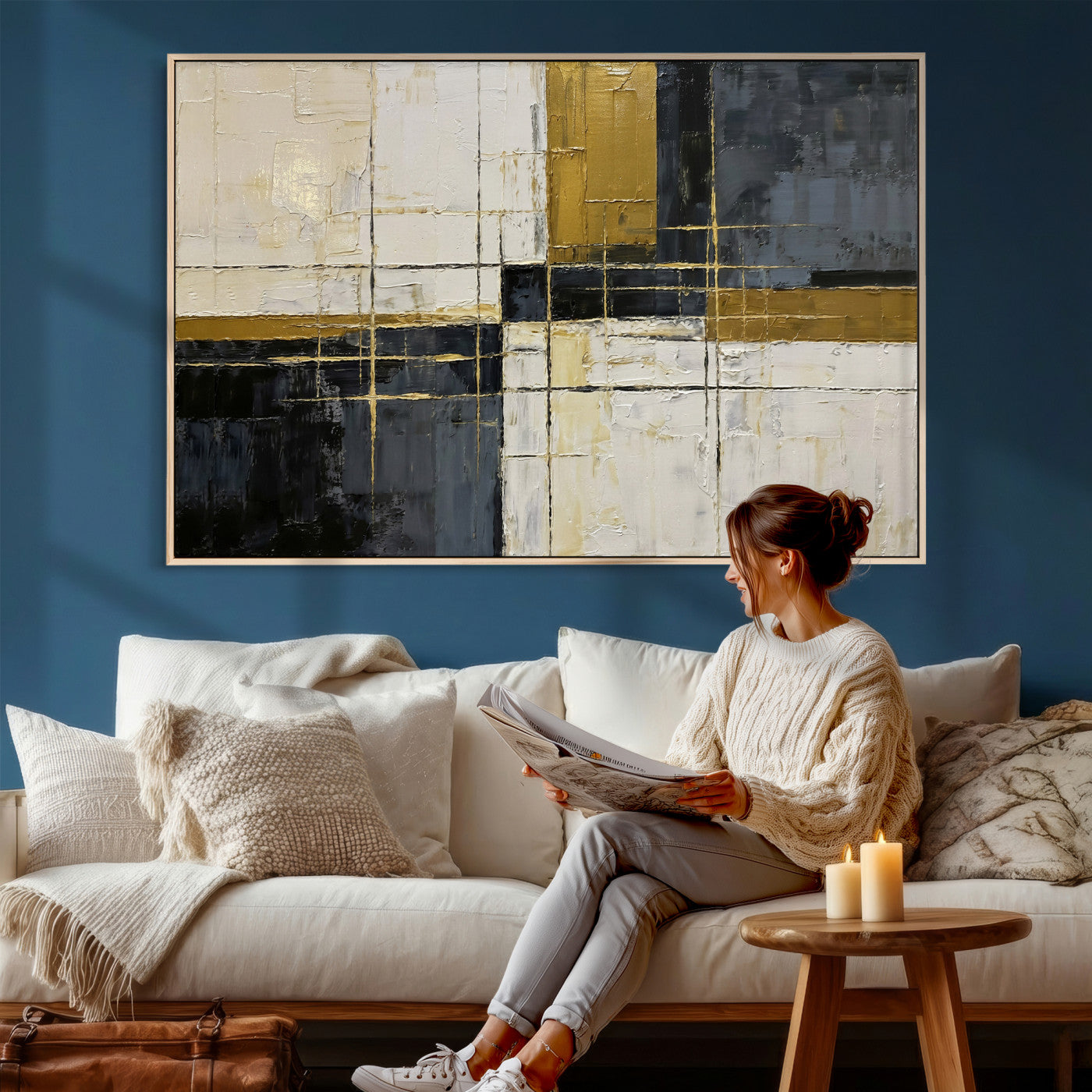 Abstract Gold and Black Wall Art Canvas Print – Modern
