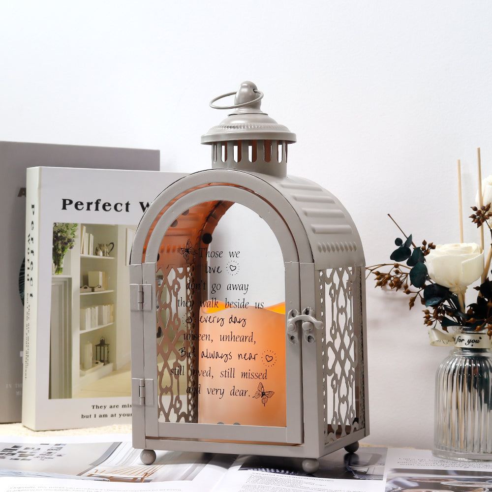 11''High Remembrance Lantern with Memorial Poem Bereavement Sympathy Gift Memorial Lantern (Grey)-4