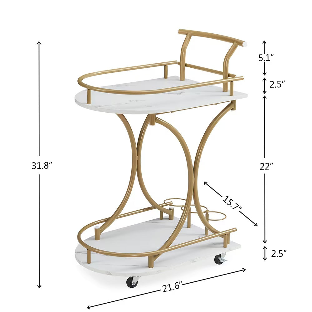 Elegant 2-Tier Entertainer: The Ultimate Bar Cart for Stylish Hosting