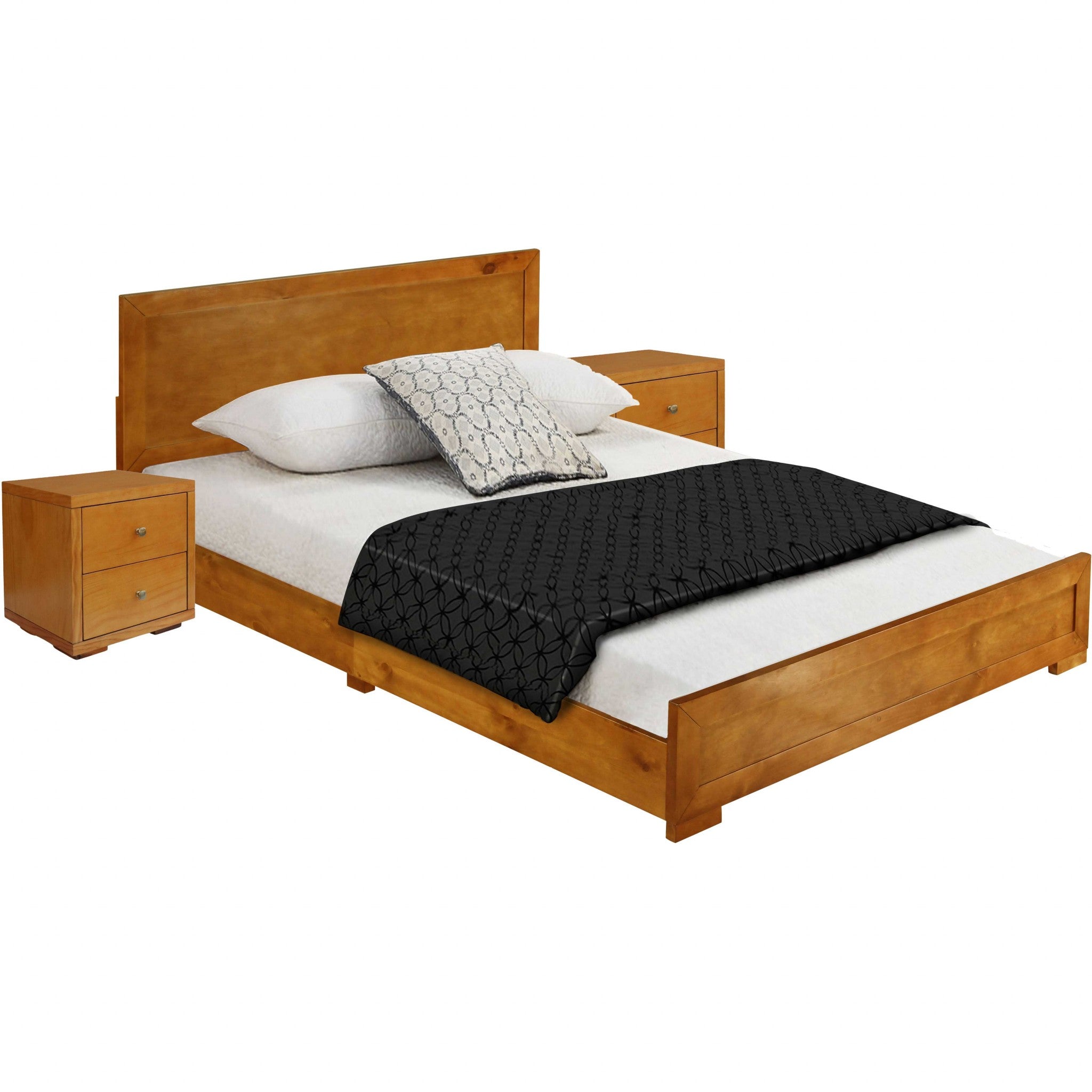 Moma Oak Wood Platform King Bed With Two Nightstands-6