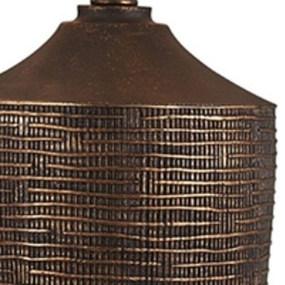 Fantastic Rustic Ribbed Bronze Table Lamp-3