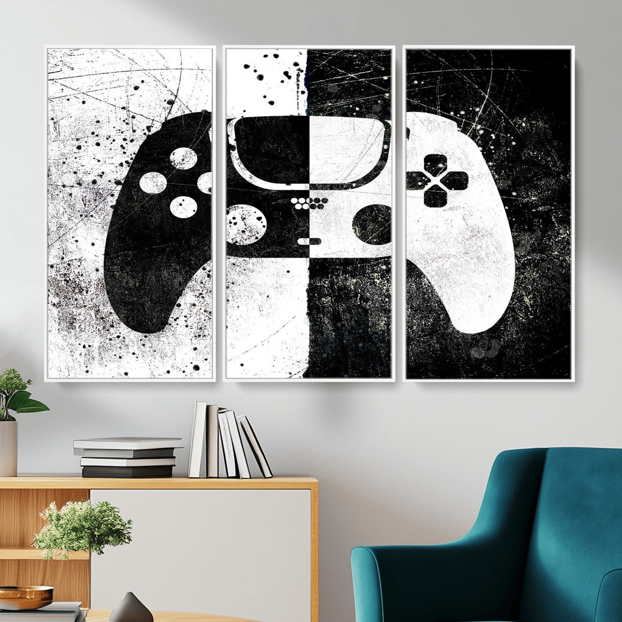 Abstract Gaming Controller Wall Art Canvas Print