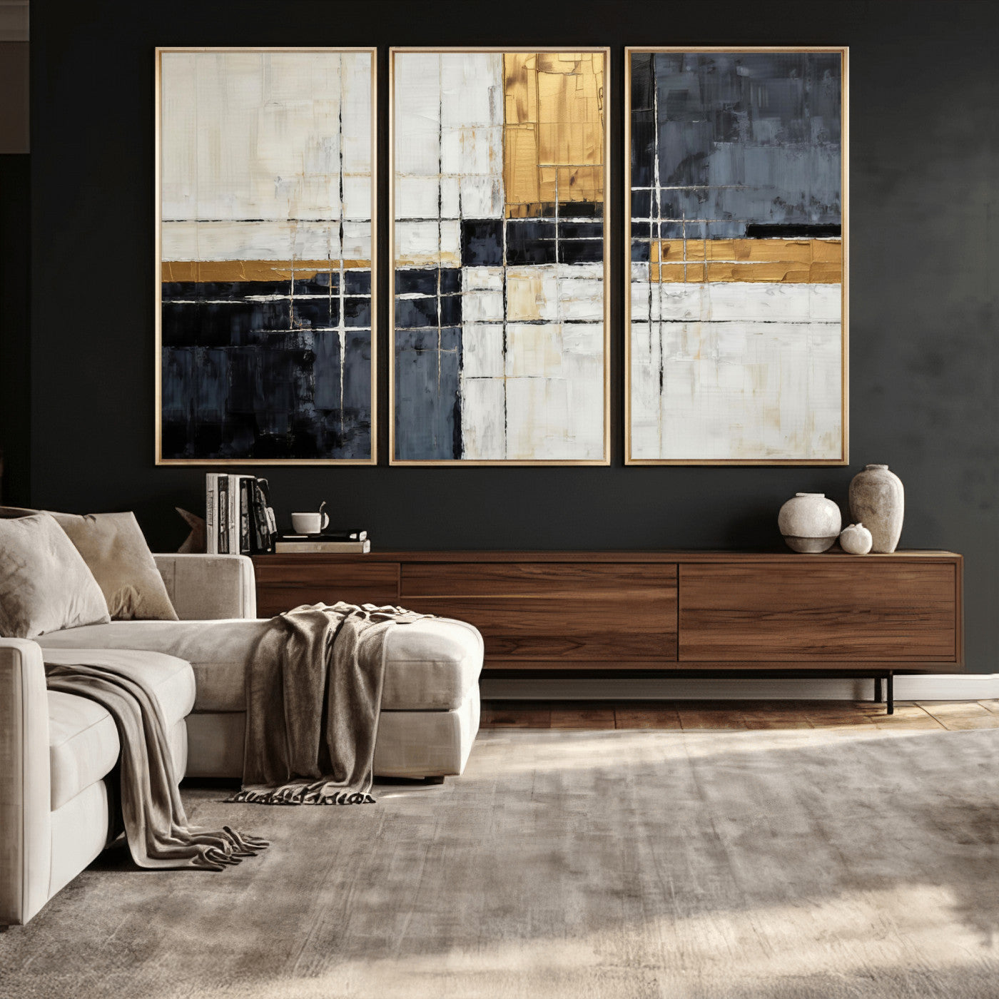 Gold Abstract Wall Art Canvas Print, Modern Luxury Geometric