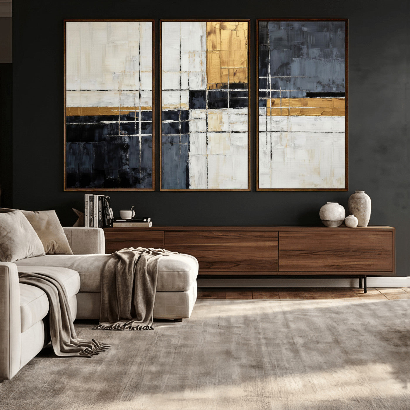 Gold Abstract Wall Art Canvas Print, Modern Luxury Geometric