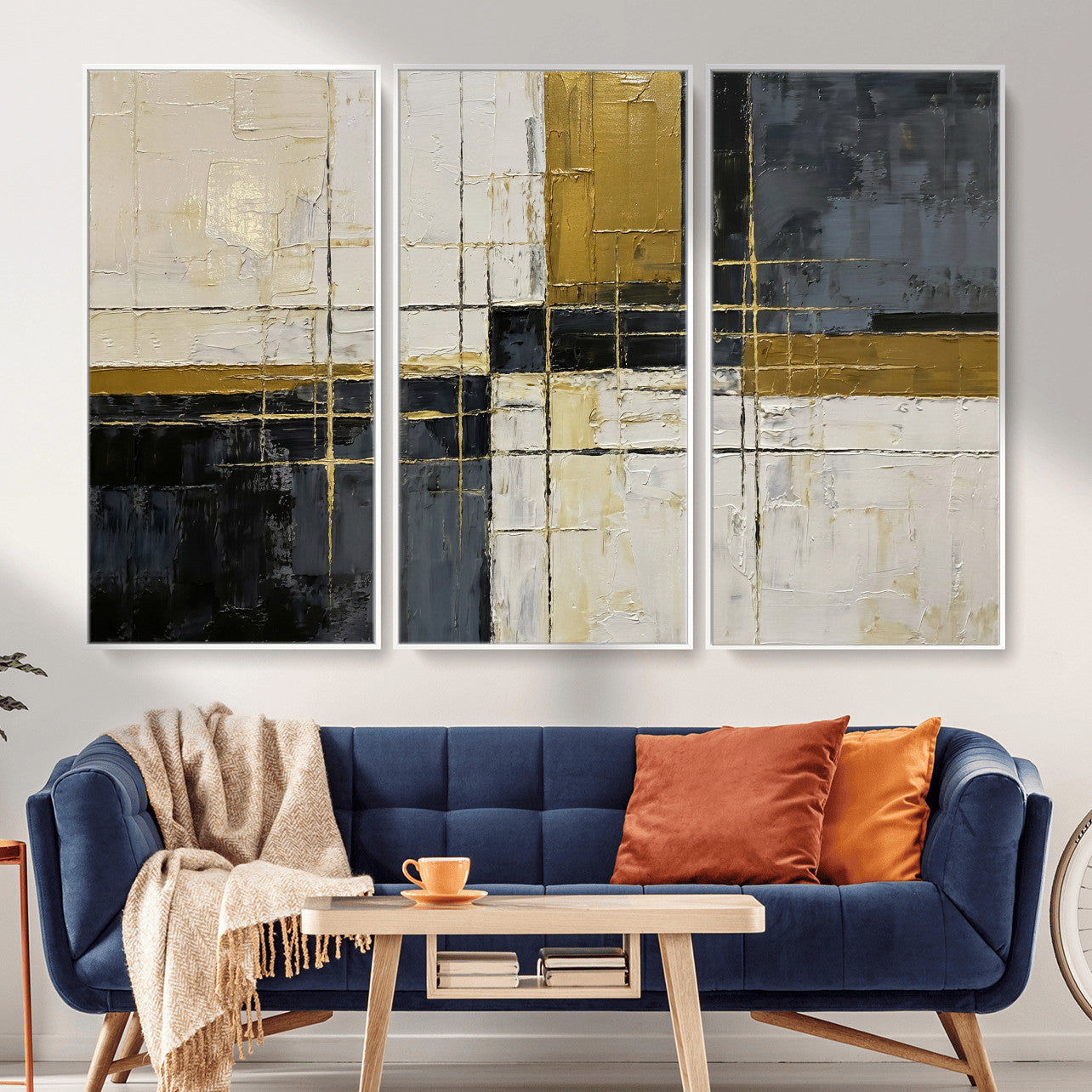 Abstract Gold and Black Wall Art Canvas Print – Modern