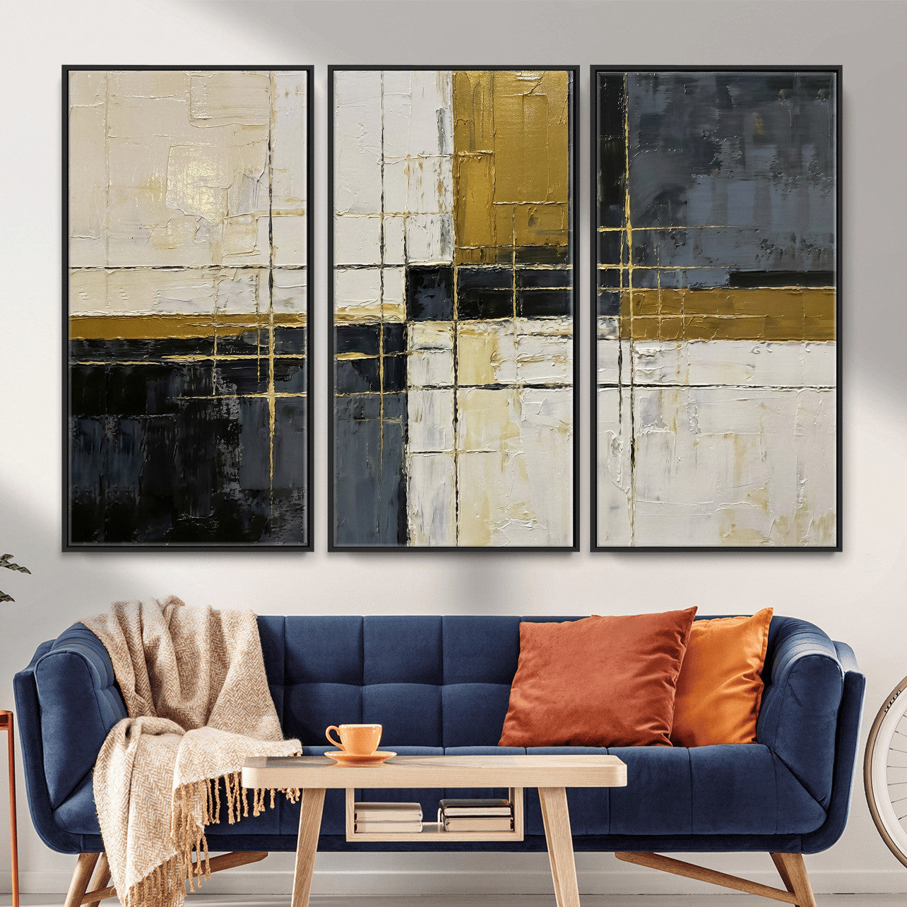 Abstract Gold and Black Wall Art Canvas Print – Modern