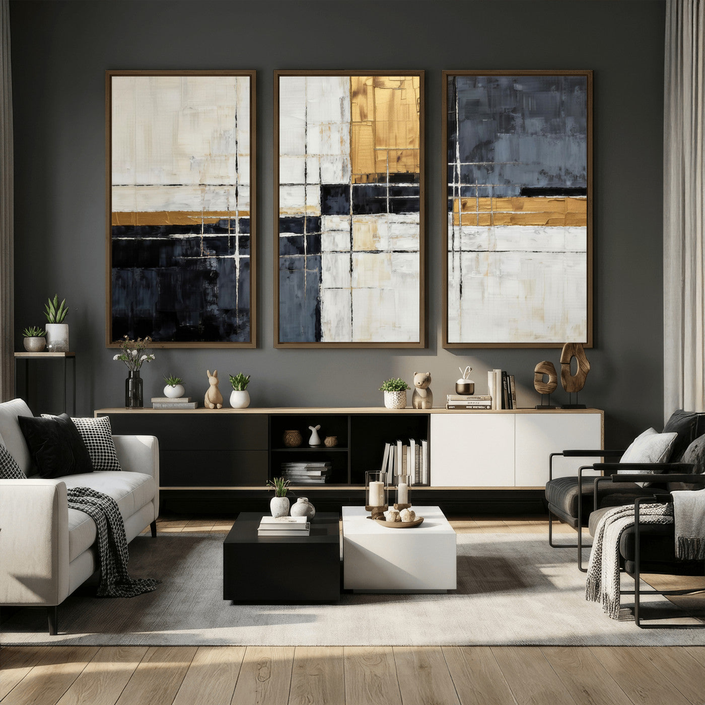Gold Abstract Wall Art Canvas Print, Modern Luxury Geometric