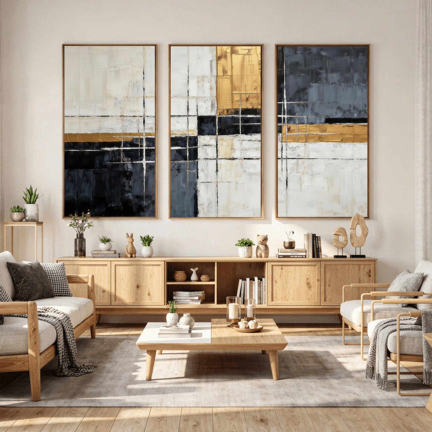 Gold Abstract Wall Art Canvas Print, Modern Luxury Geometric