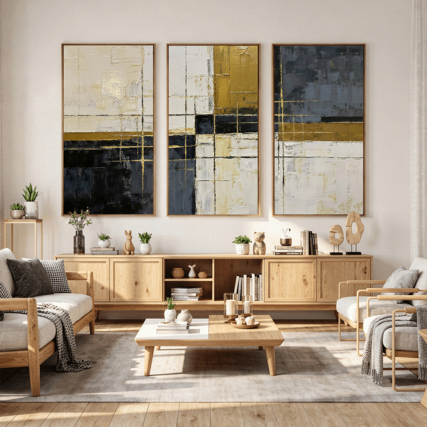 Abstract Gold and Black Wall Art Canvas Print – Modern