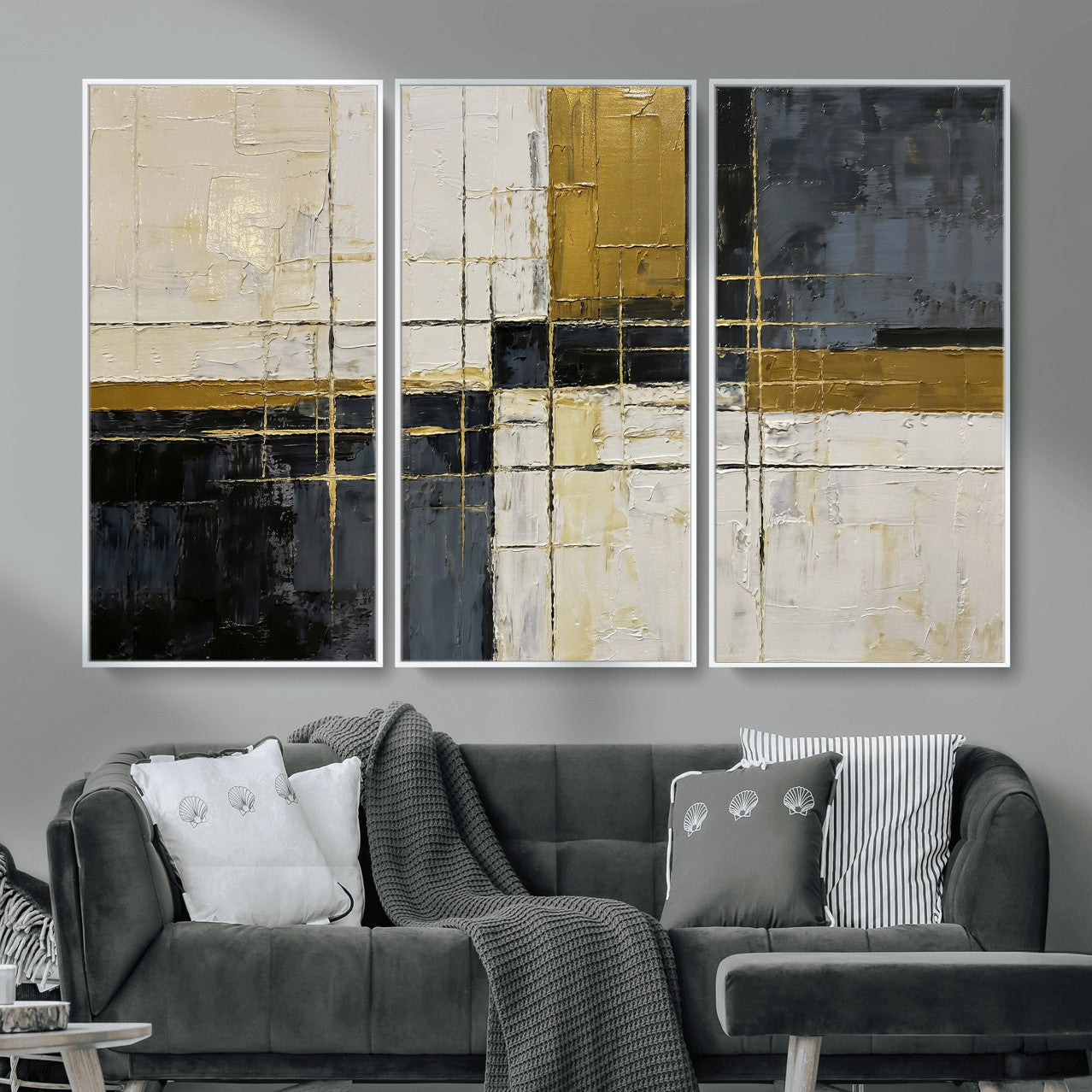 Abstract Gold and Black Wall Art Canvas Print – Modern