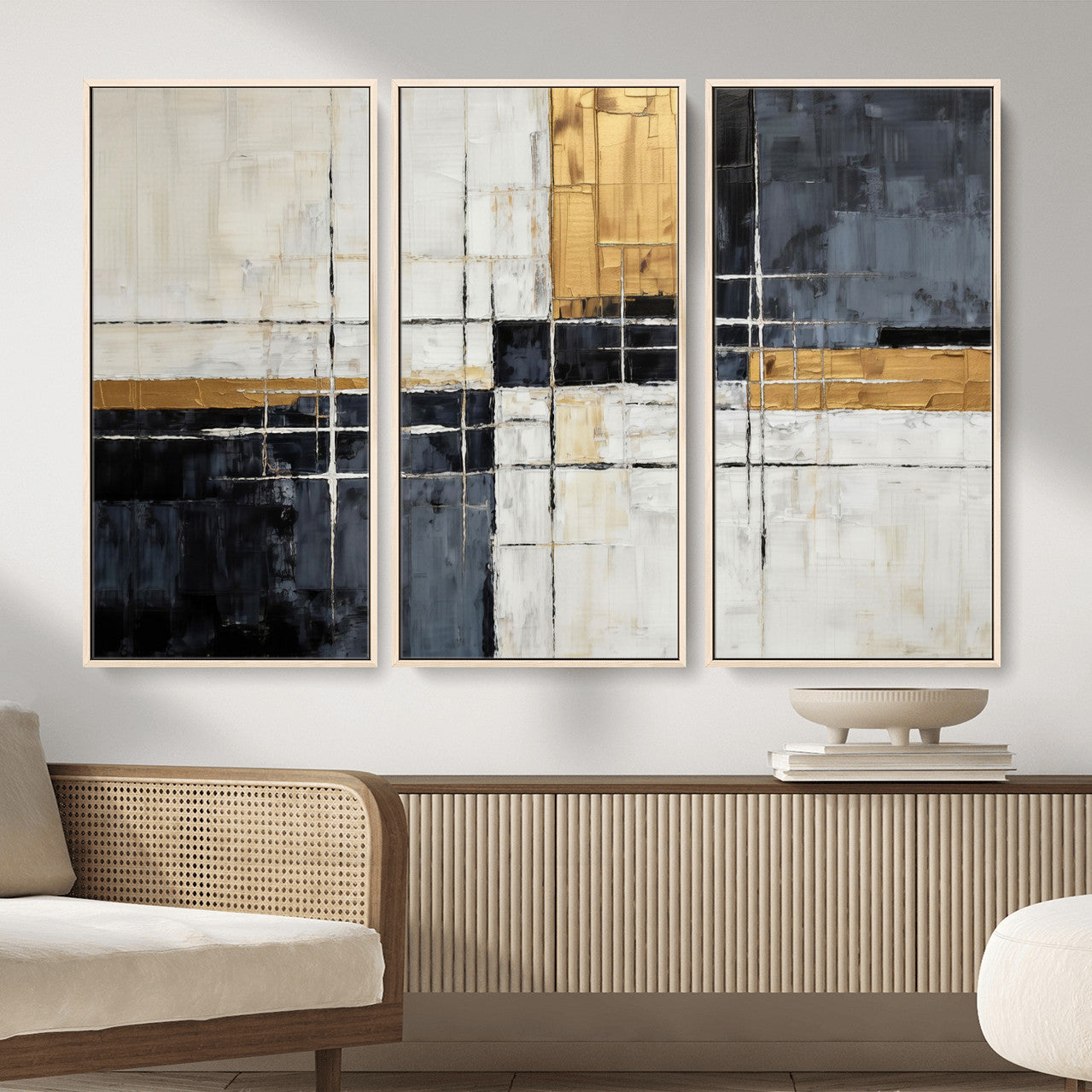 Gold Abstract Wall Art Canvas Print, Modern Luxury Geometric