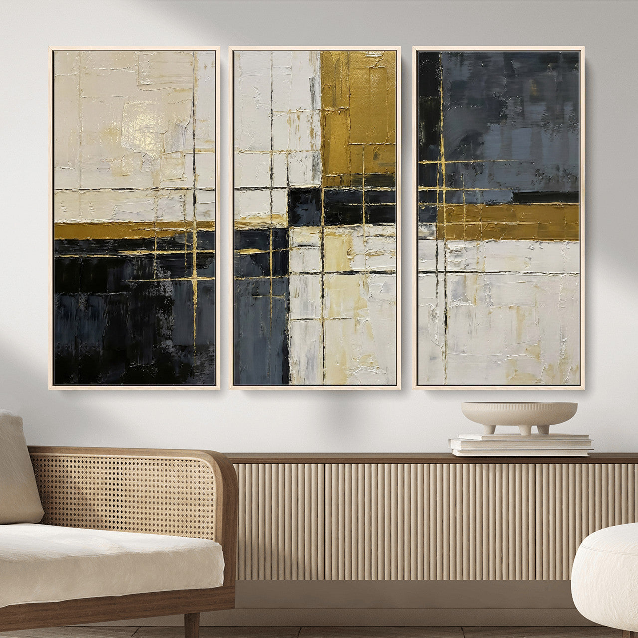 Abstract Gold and Black Wall Art Canvas Print – Modern