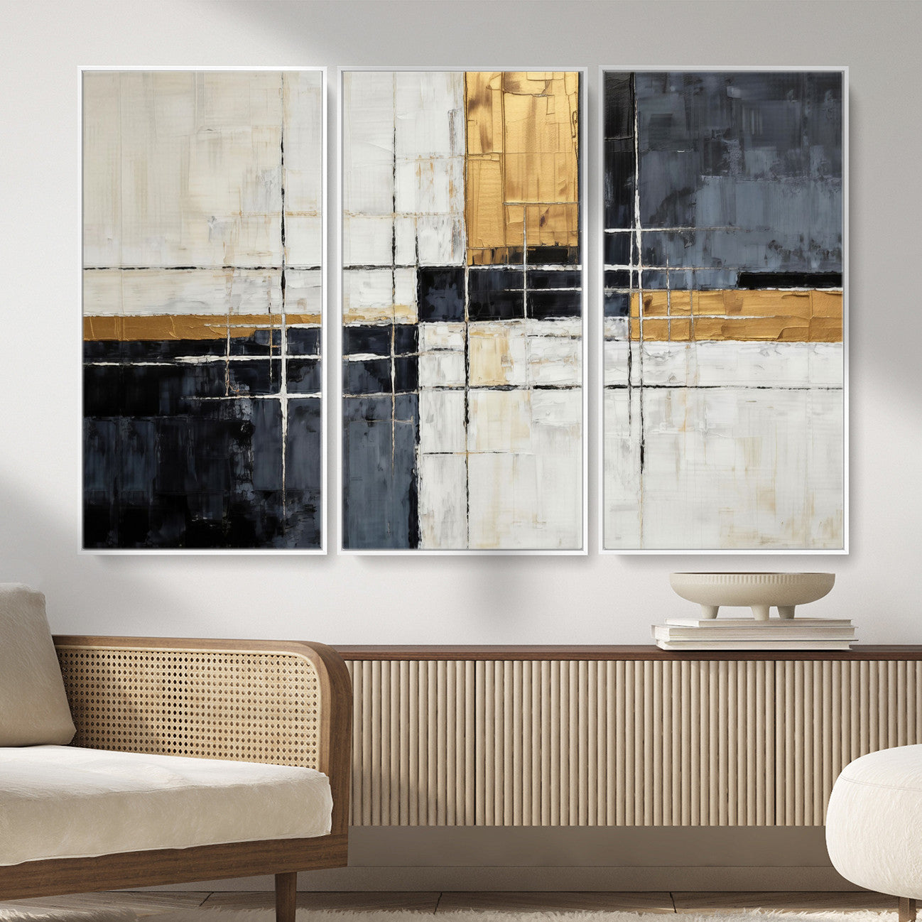 Gold Abstract Wall Art Canvas Print, Modern Luxury Geometric