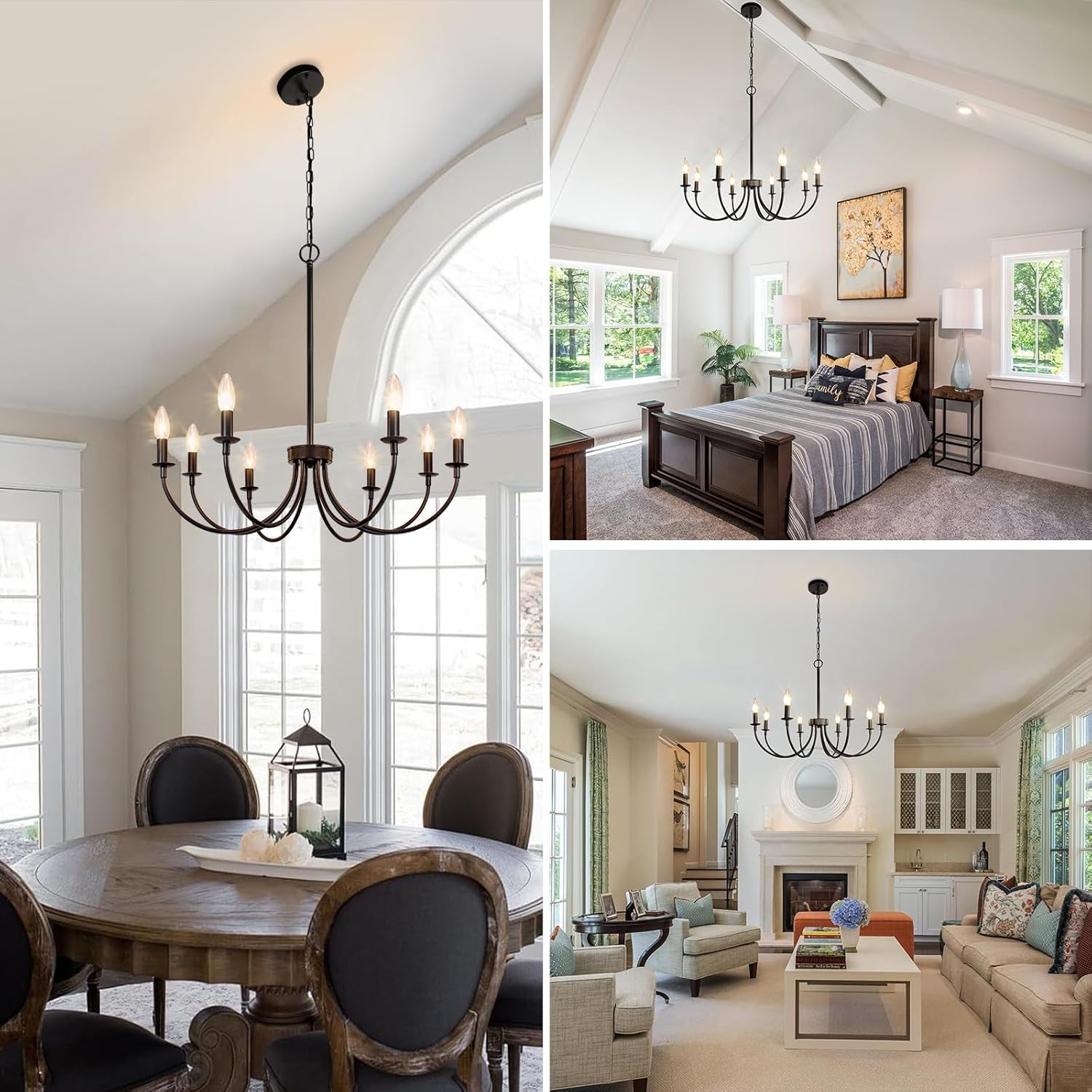 8 Light Black Farmhouse Chandelier for Dining Room-3
