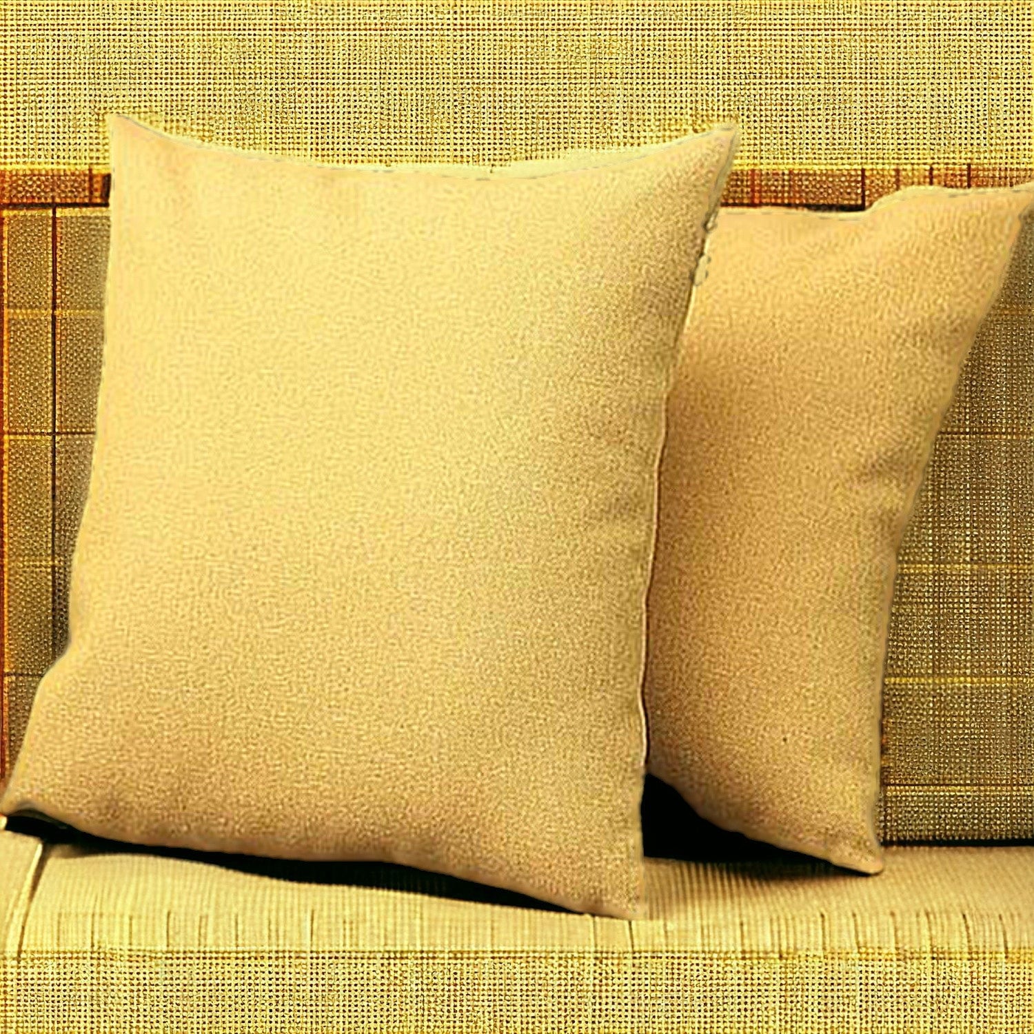 Set Of Two 18" X 18" Yellow Polyester Zippered Pillow-0