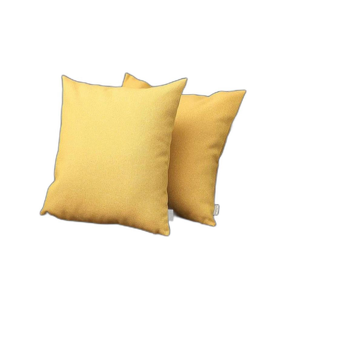 Set Of Two 18" X 18" Yellow Polyester Zippered Pillow-1