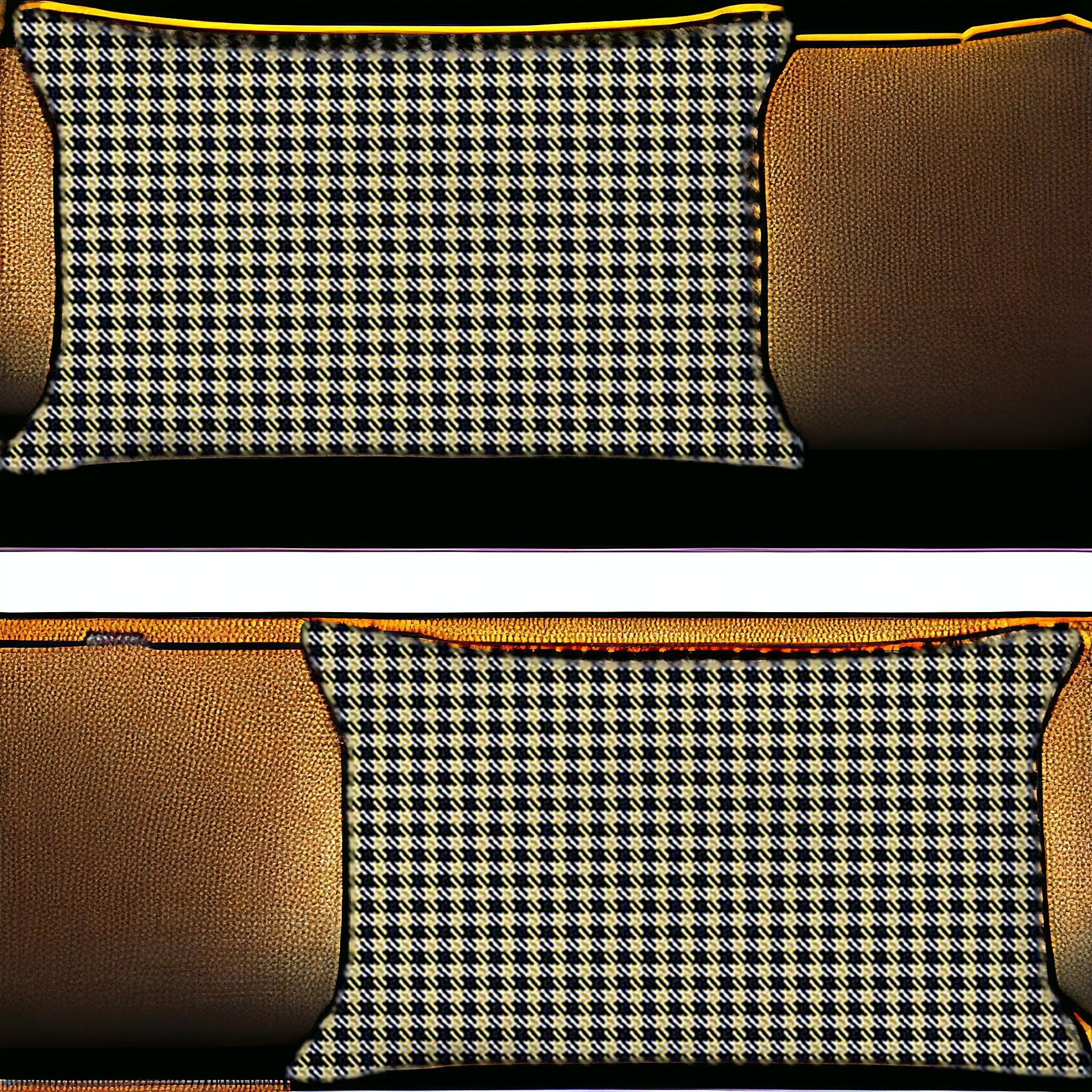 Set Of Two 20" X 12" Yellow Polyester Houndstooth Zippered Pillow-0