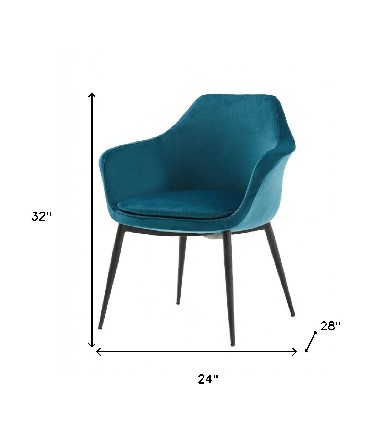 Teal and Black Velvet Dining or Side Chair-5