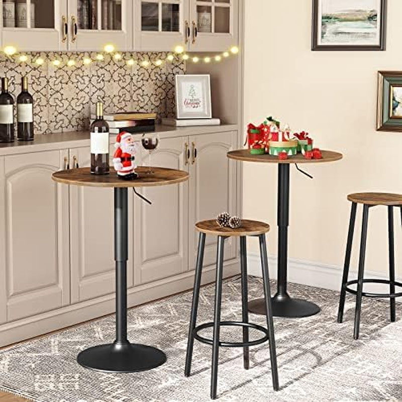 Bar Height Stools Set Of 2 With Footrest Rustic Brown