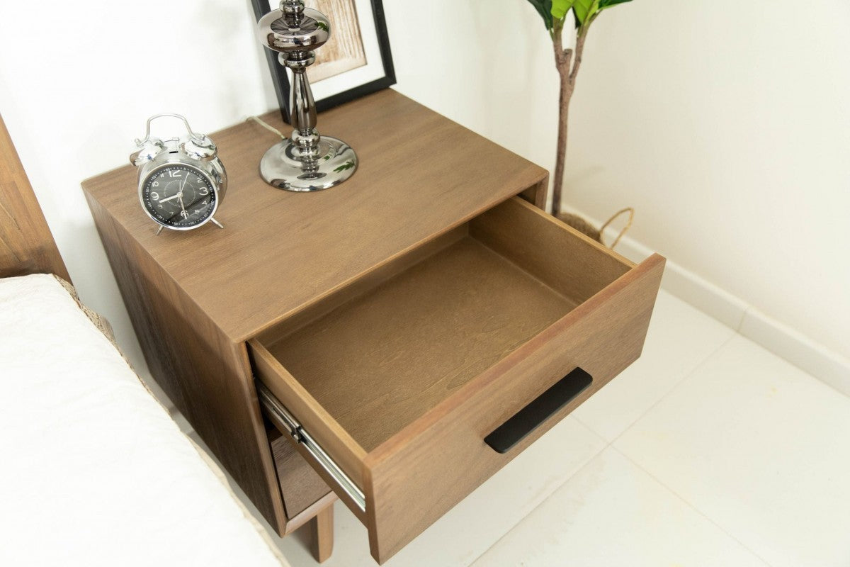 Natural Light Mocha Contemporary Nightstand with Two Drawers-6