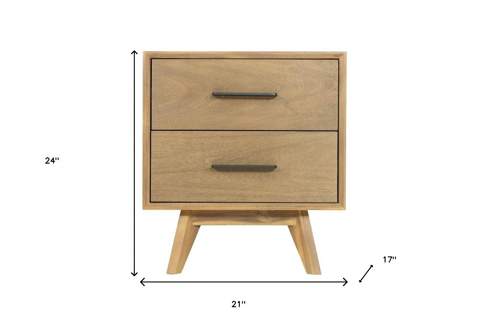 Natural Light Mocha Contemporary Nightstand with Two Drawers-8