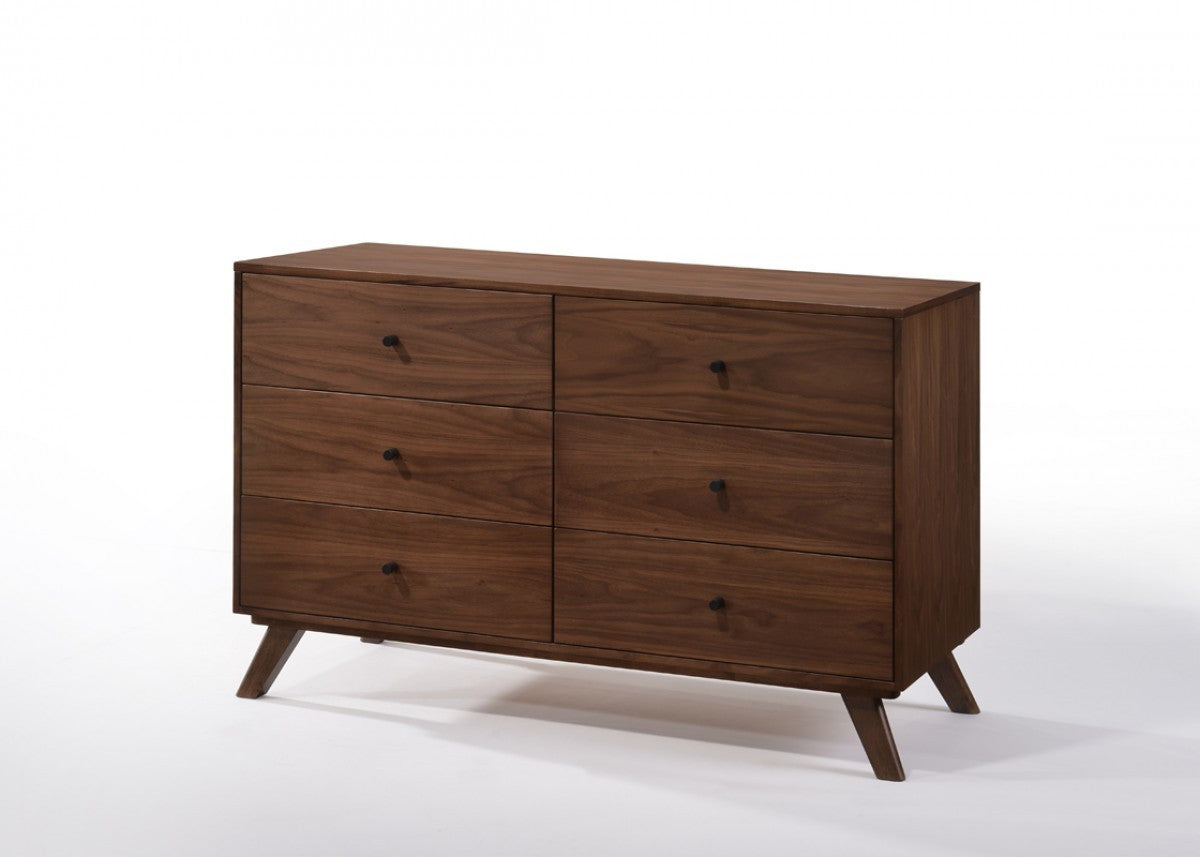 51" Walnut Solid Wood Six Drawer Double Dresser-0