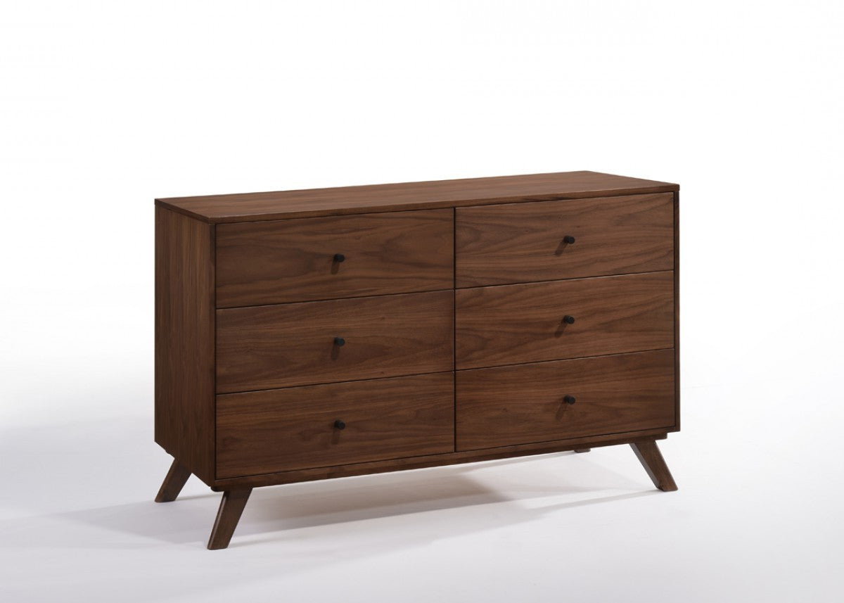 51" Walnut Solid Wood Six Drawer Double Dresser-2