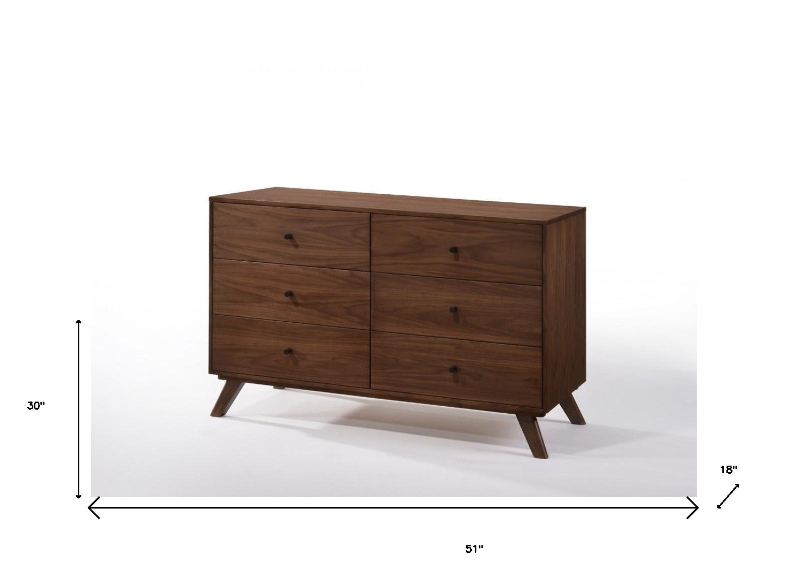 51" Walnut Solid Wood Six Drawer Double Dresser-6