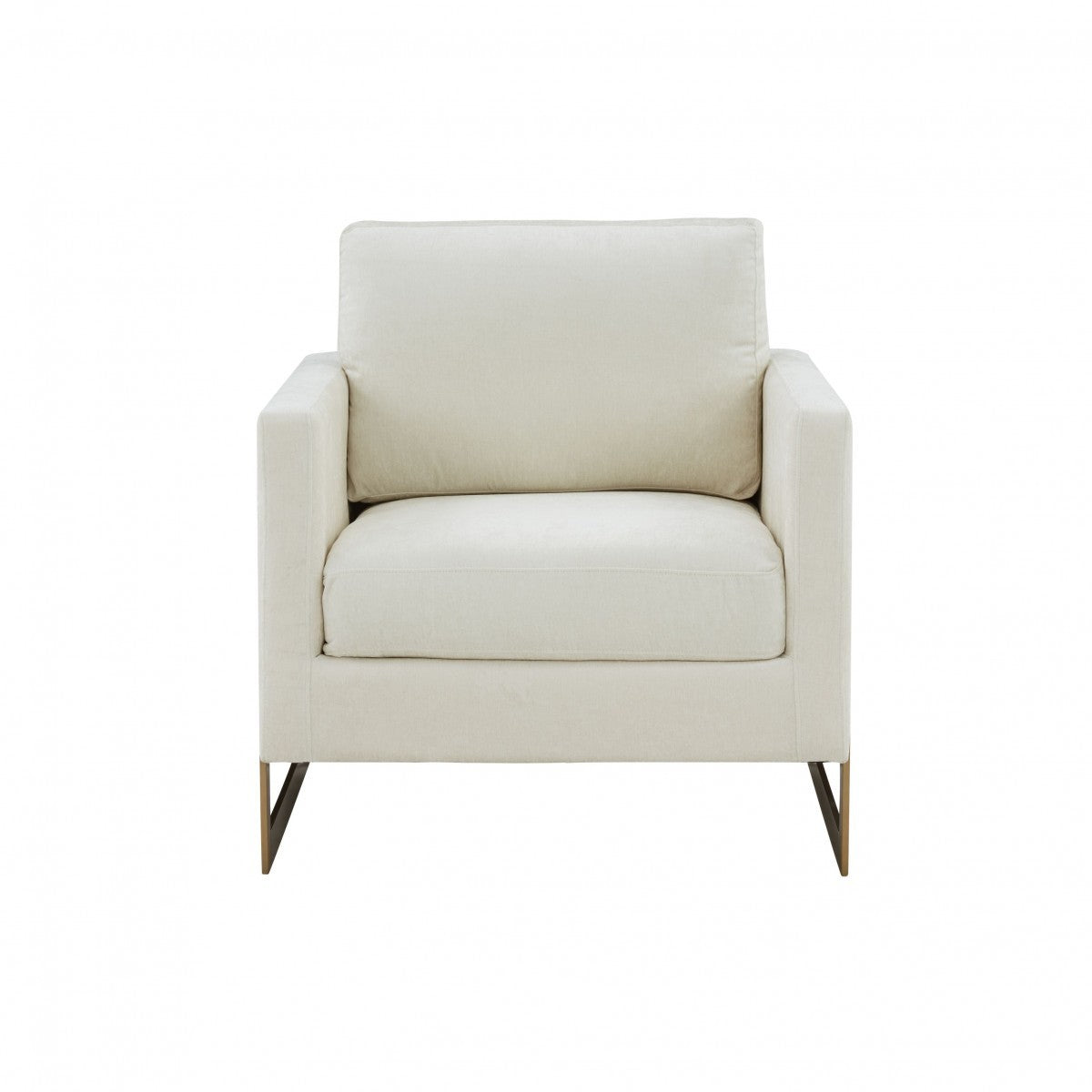 34" Cream And Gold Upholstered Arm Chair-0