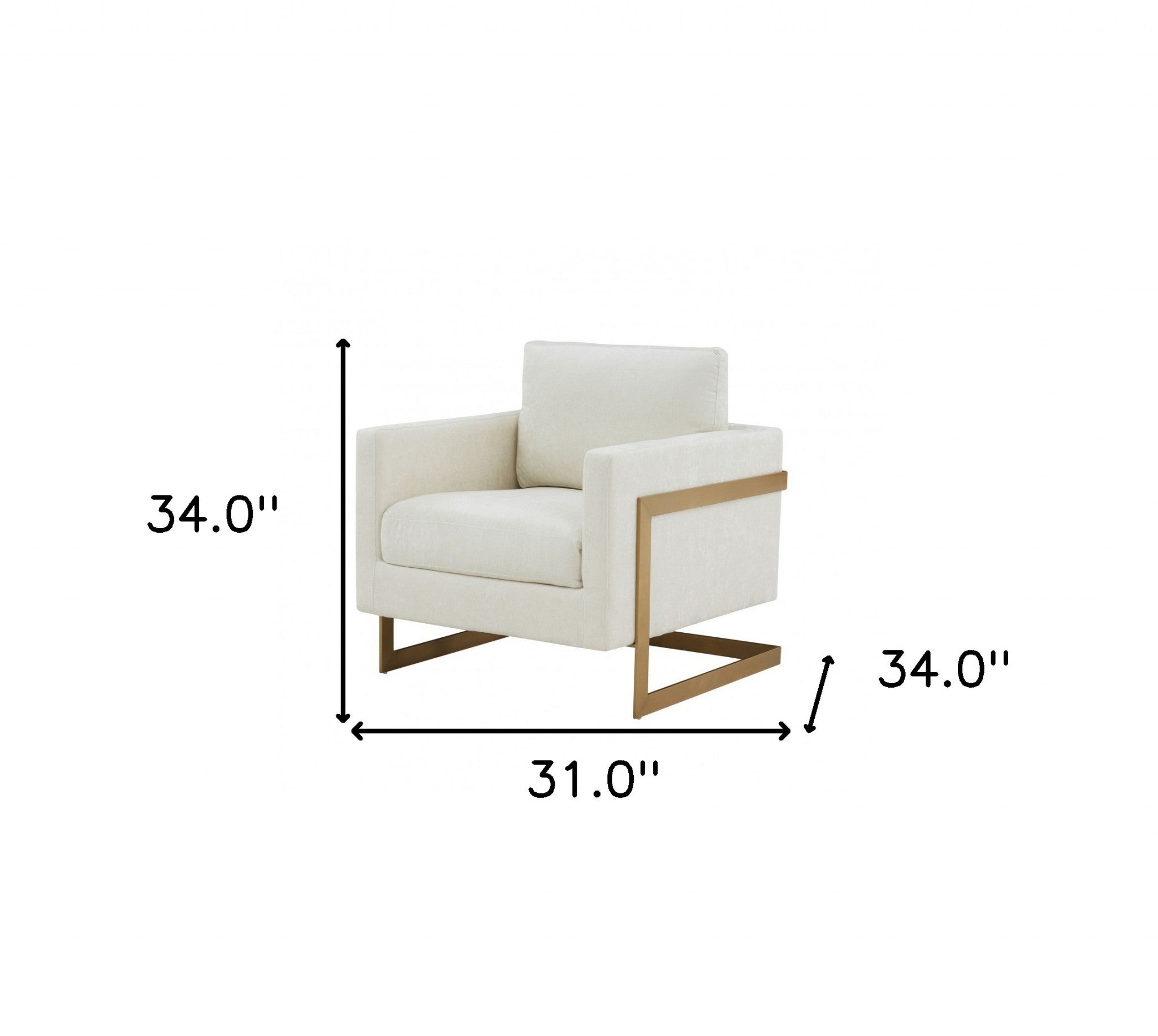 34" Cream And Gold Upholstered Arm Chair-6