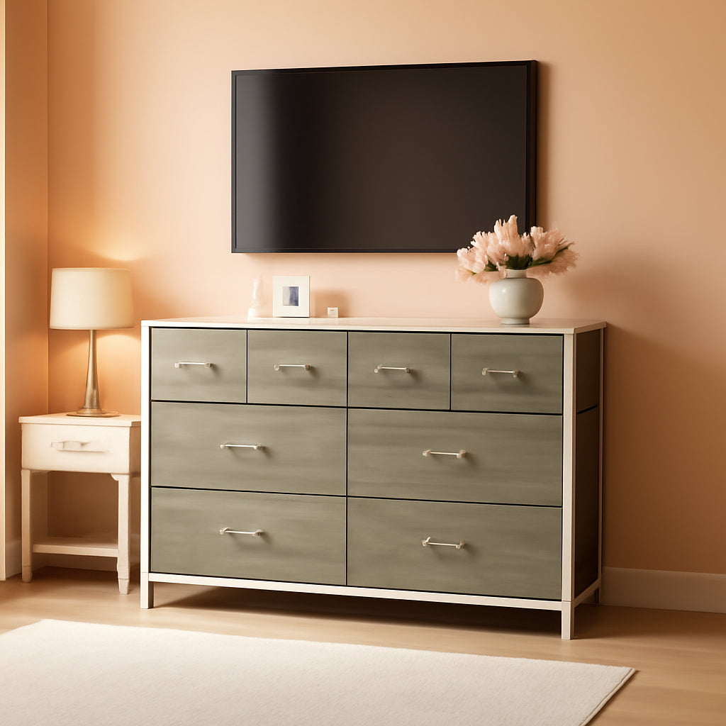 Fabric Storage Tower With Nine Drawers Greige For Bedrooms And Nurseries