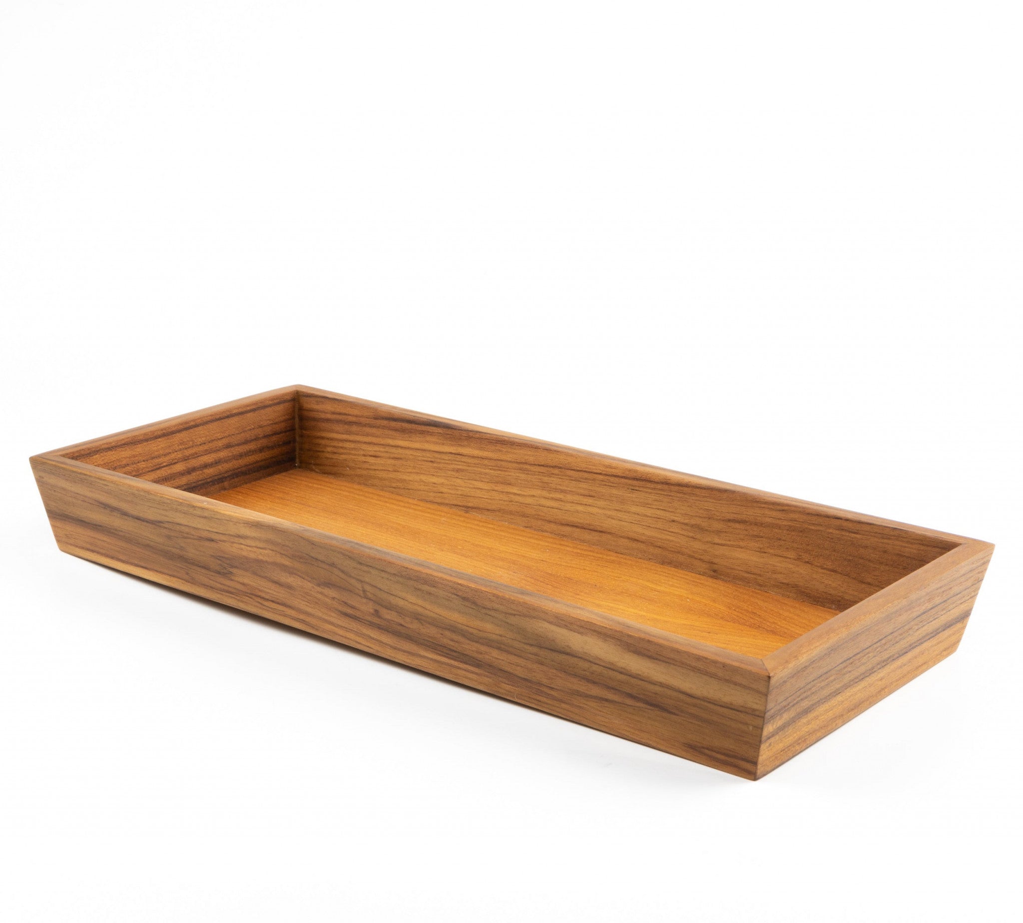 15" Brown Maple Solid Teak Vanity Tray-0