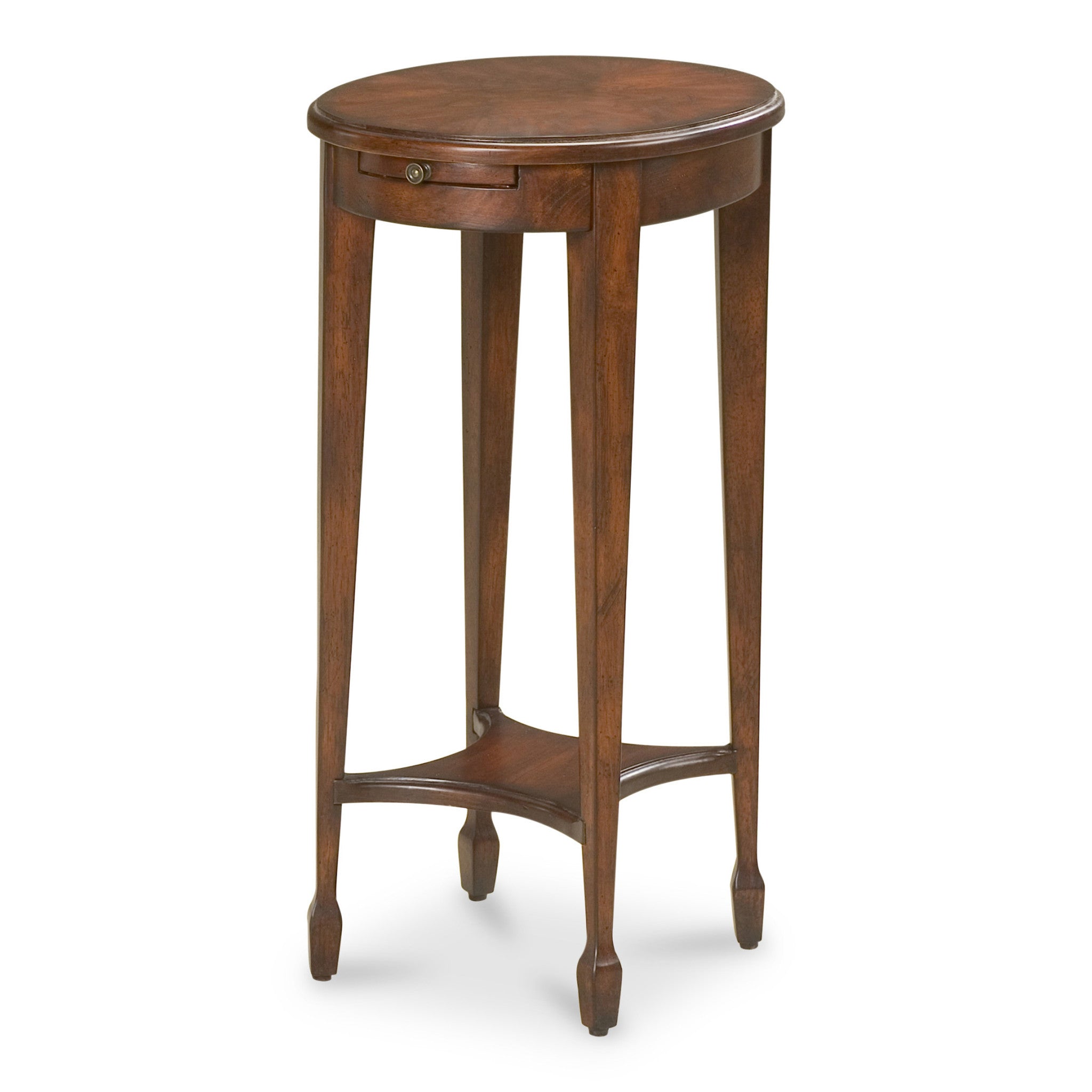 26" Dark Brown And Cherry Manufactured Wood Oval End Table With Shelf-3